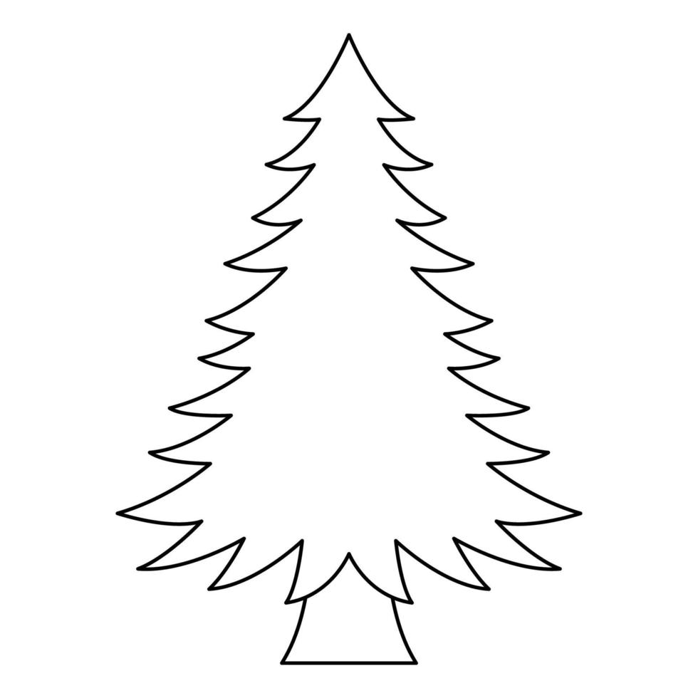 Coloring page with Christmas Tree for kids vector