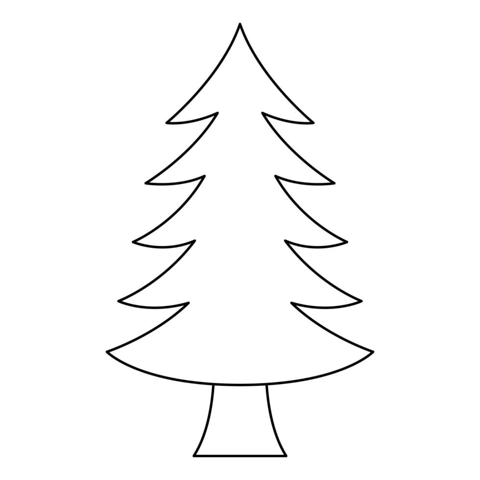 Coloring page with Christmas Tree for kids vector