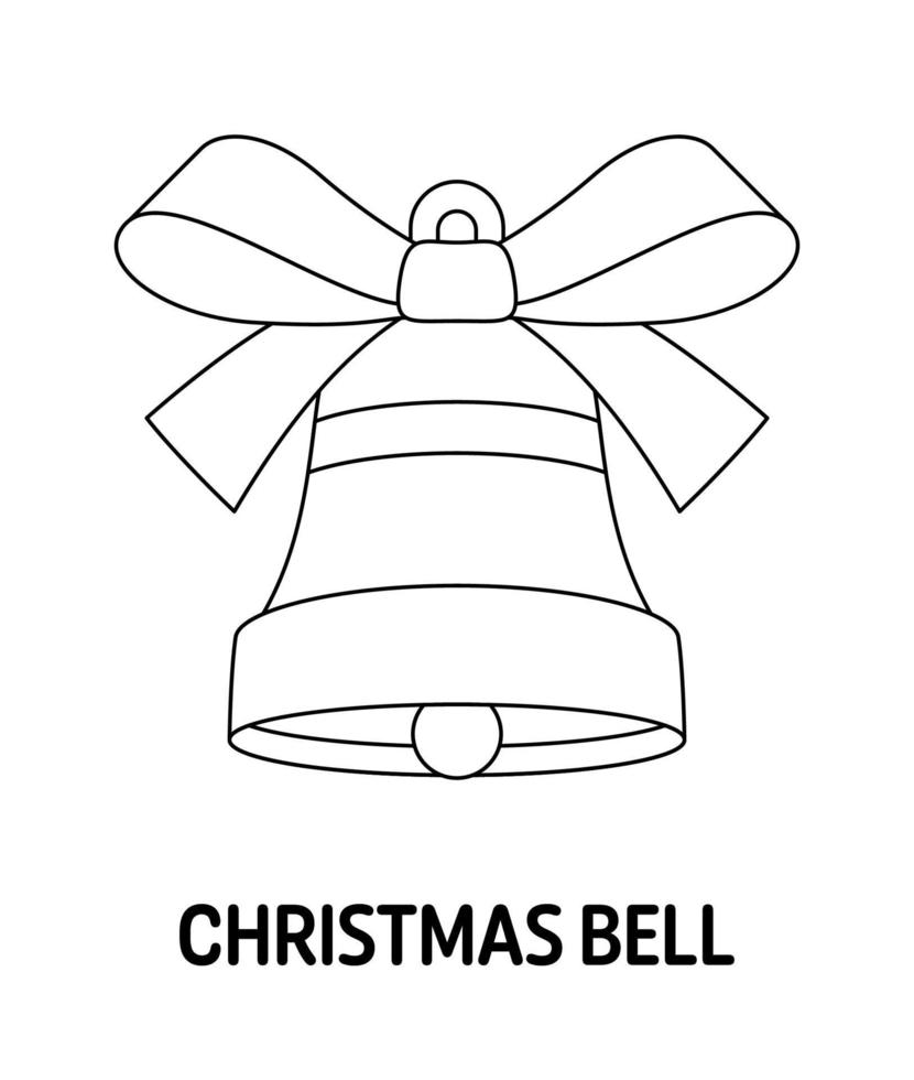 página para colorear con campana de navidad para niños vector