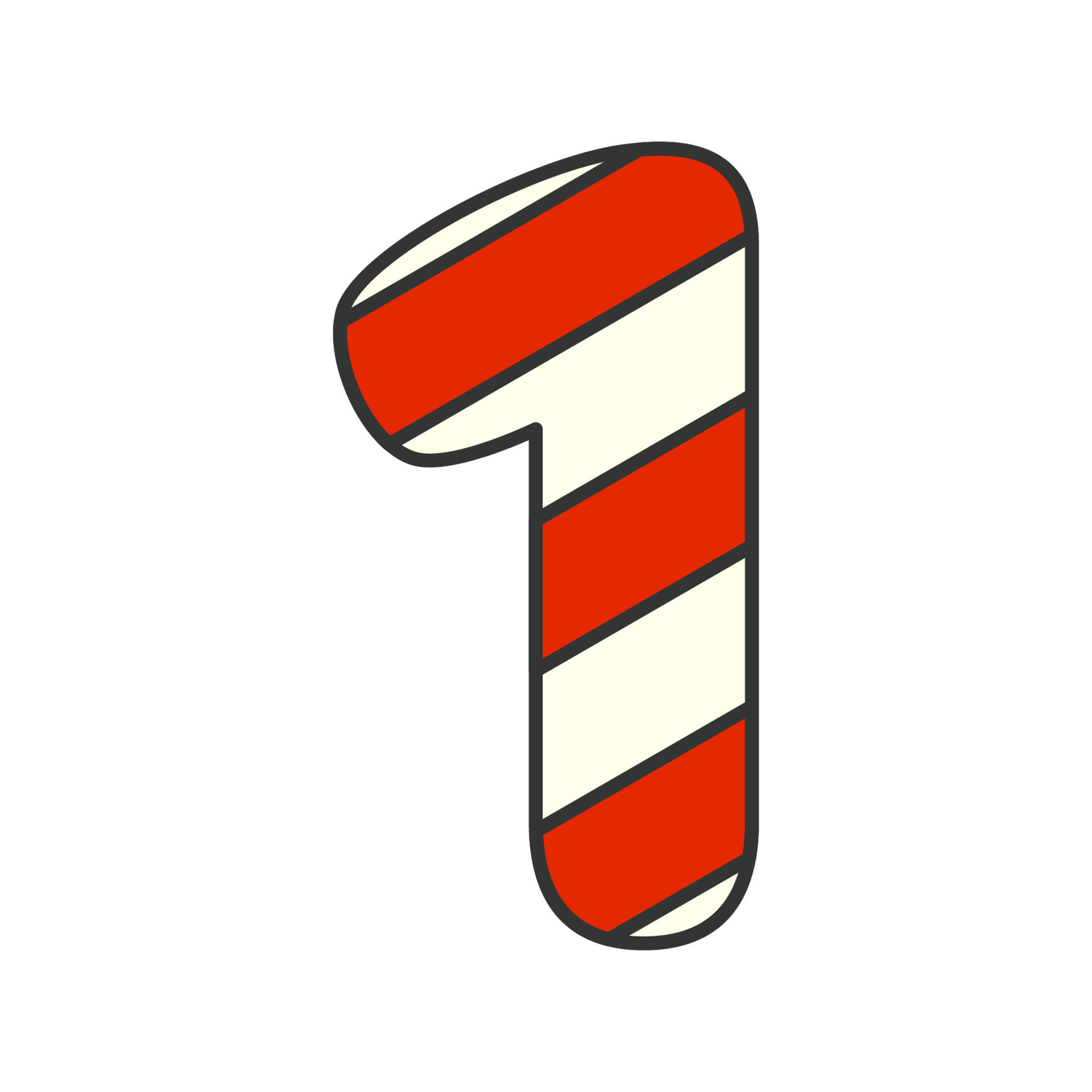 Number 1 Candy Cane, vector illustration 12748287 Vector Art at Vecteezy