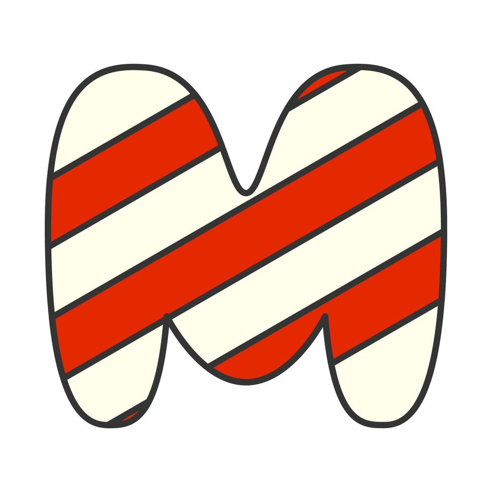 Letter M Candy Cane, vector illustration