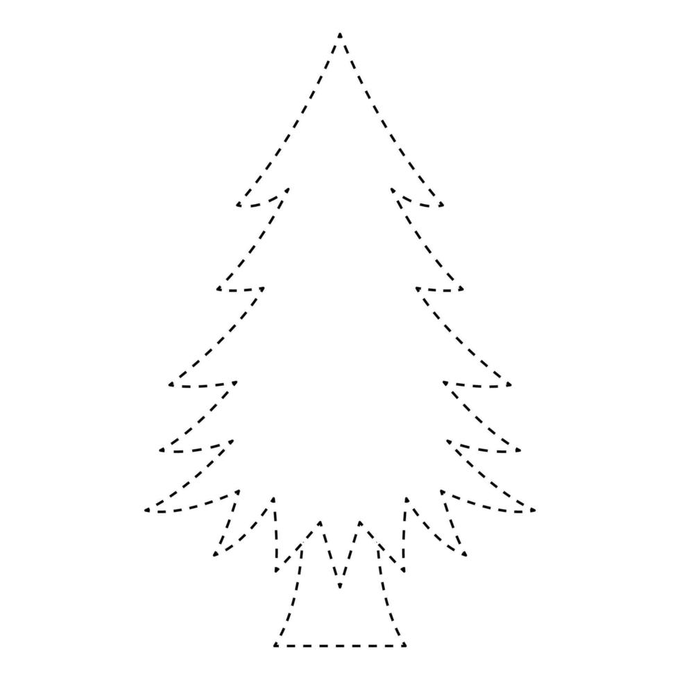 Christmas Tree tracing worksheet for kids vector