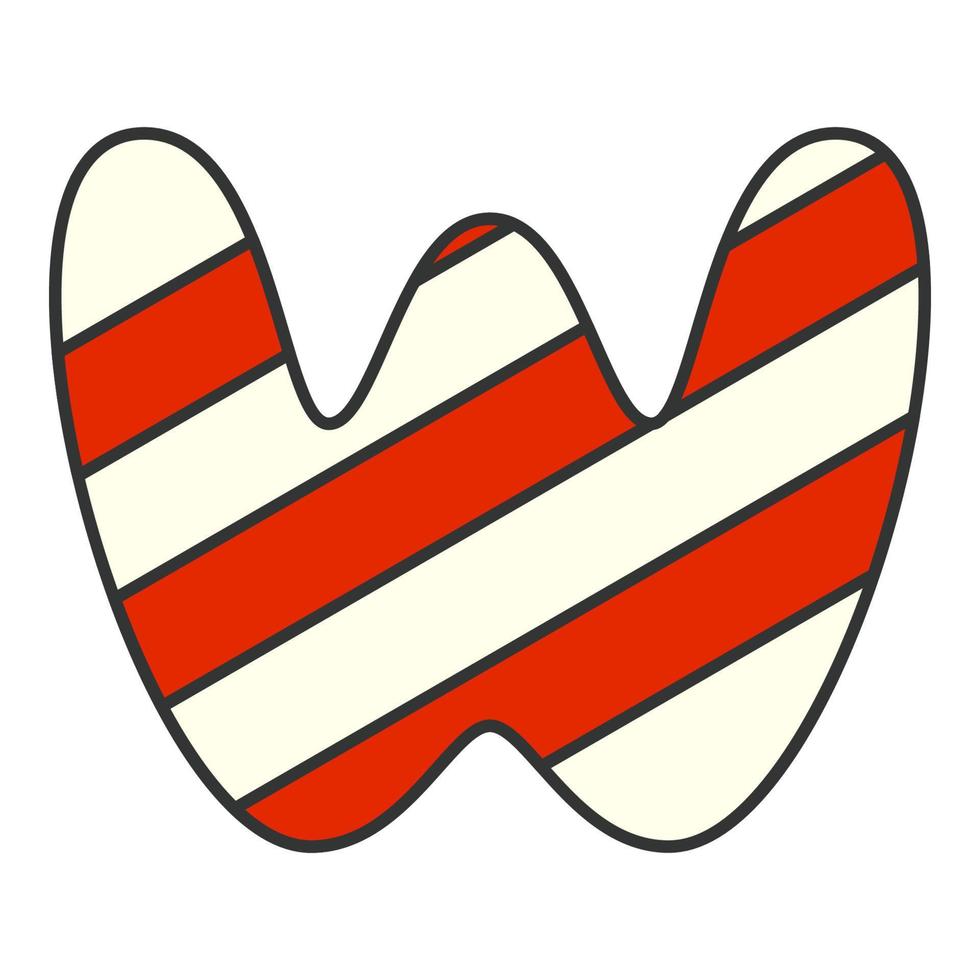 Letter W Candy Cane, vector illustration