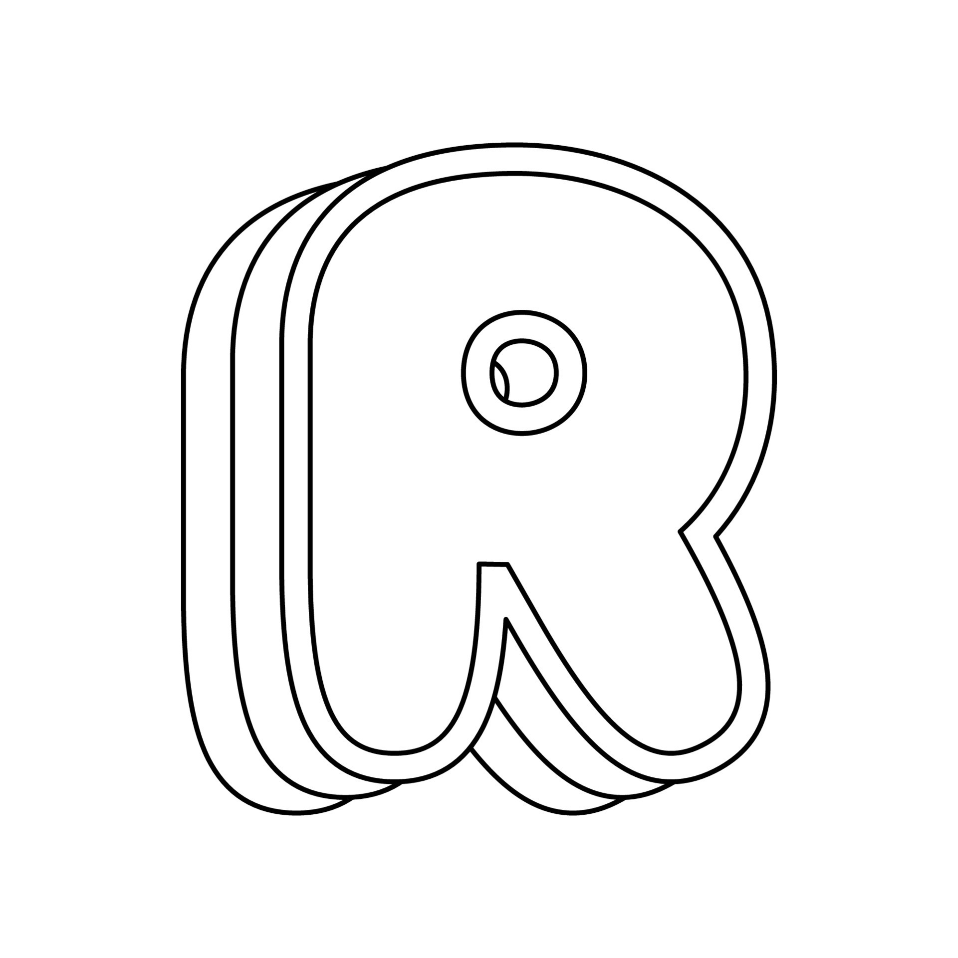 Coloring page with Letter R for kids 12748353 Vector Art at Vecteezy