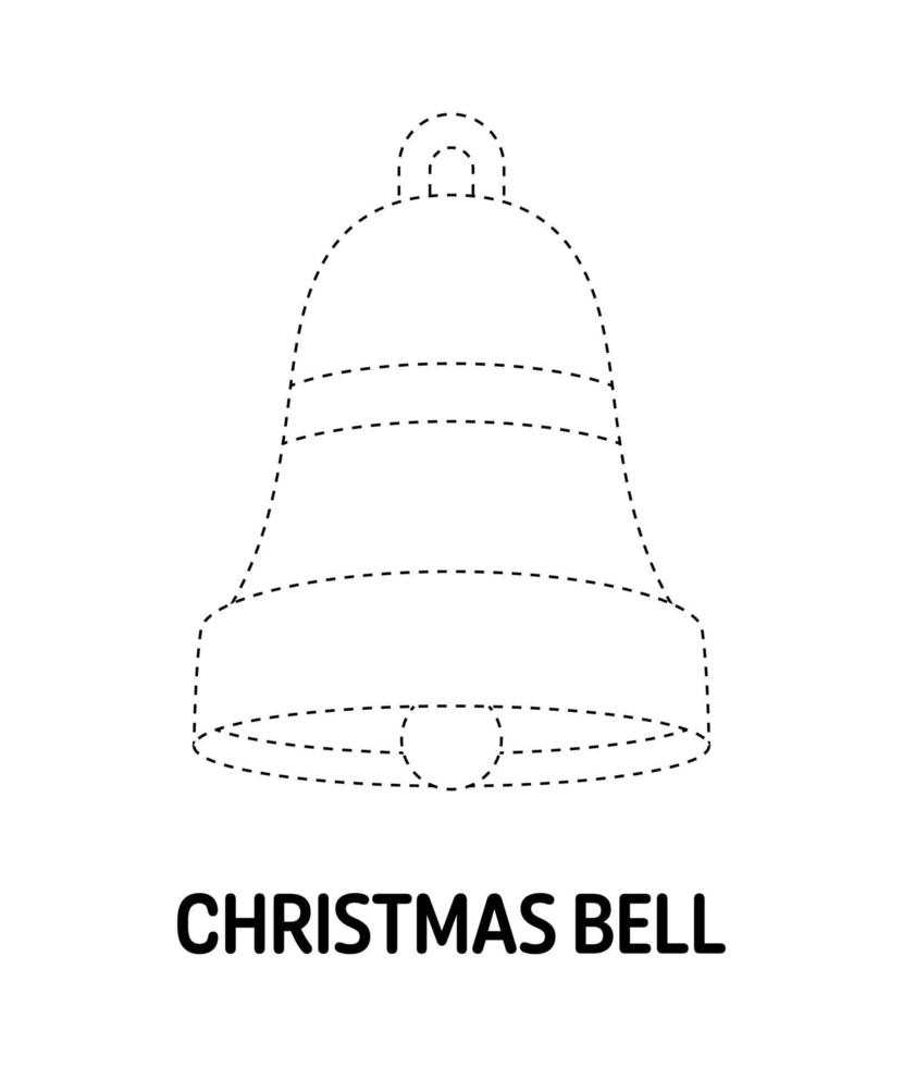 Christmas Bell tracing worksheet for kids vector