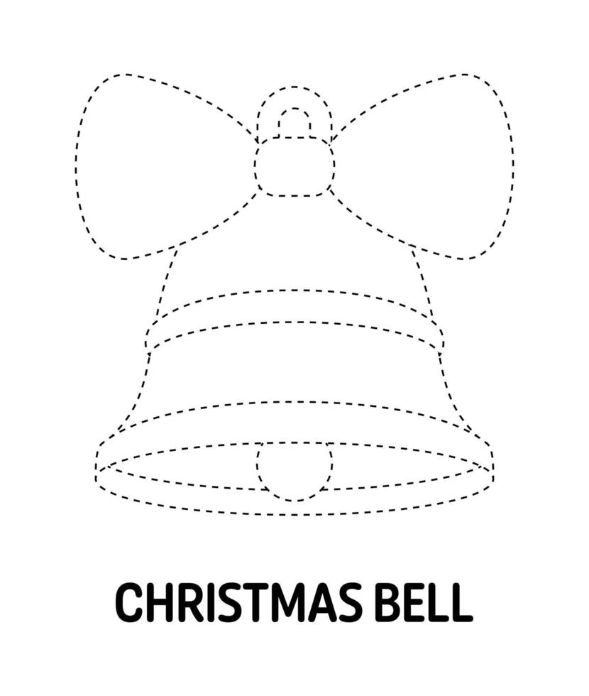 Christmas Bell tracing worksheet for kids vector