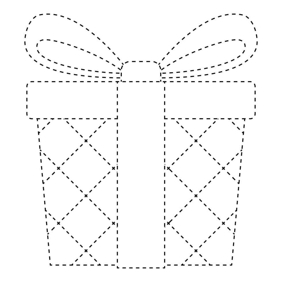 Gift box tracing worksheet for kids vector