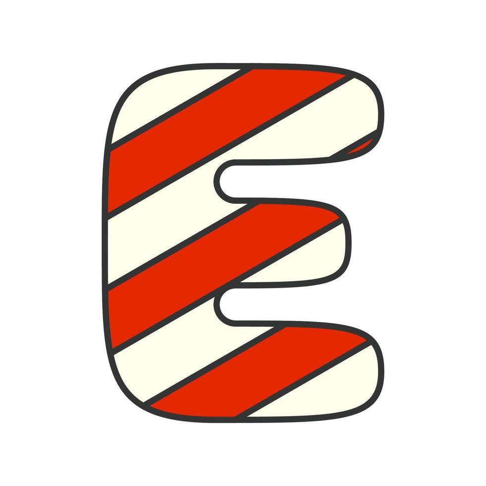 Letter E Candy Cane, vector illustration