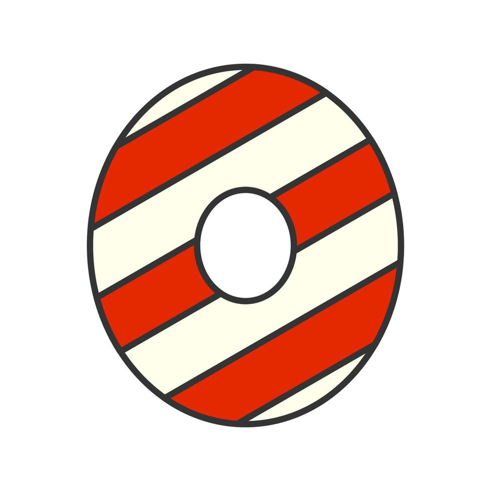 Number 0 Candy Cane, vector illustration