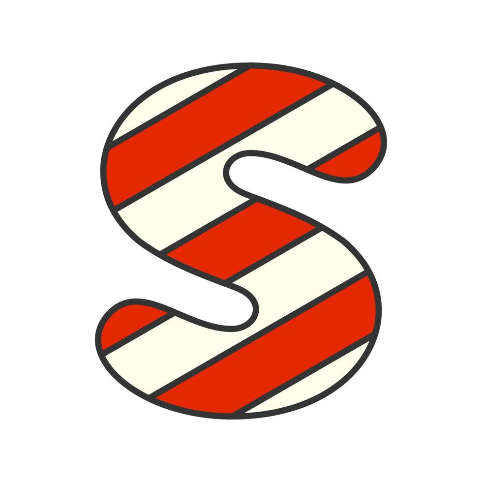 Letter S Candy Cane, vector illustration