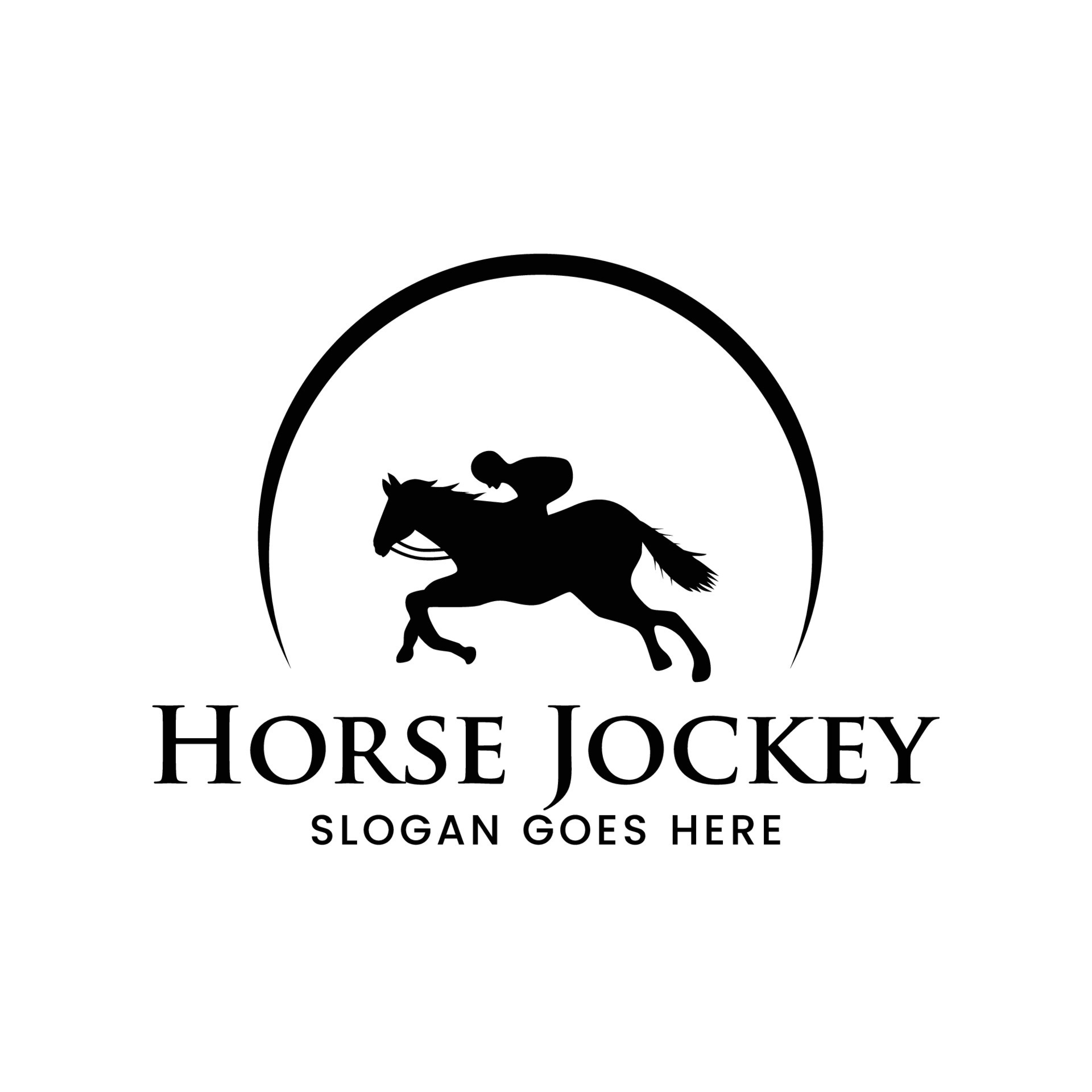 Creative horse jockey silhouette logo design 12748783 Vector Art