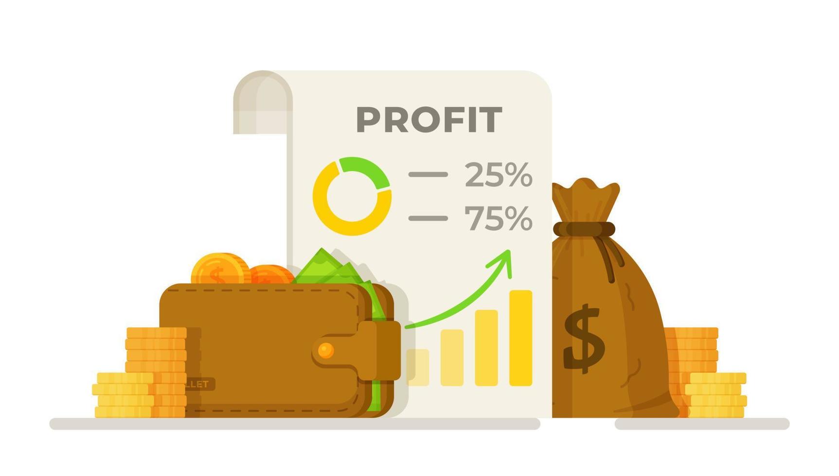 Vector illustration of a success chart. Income sign.