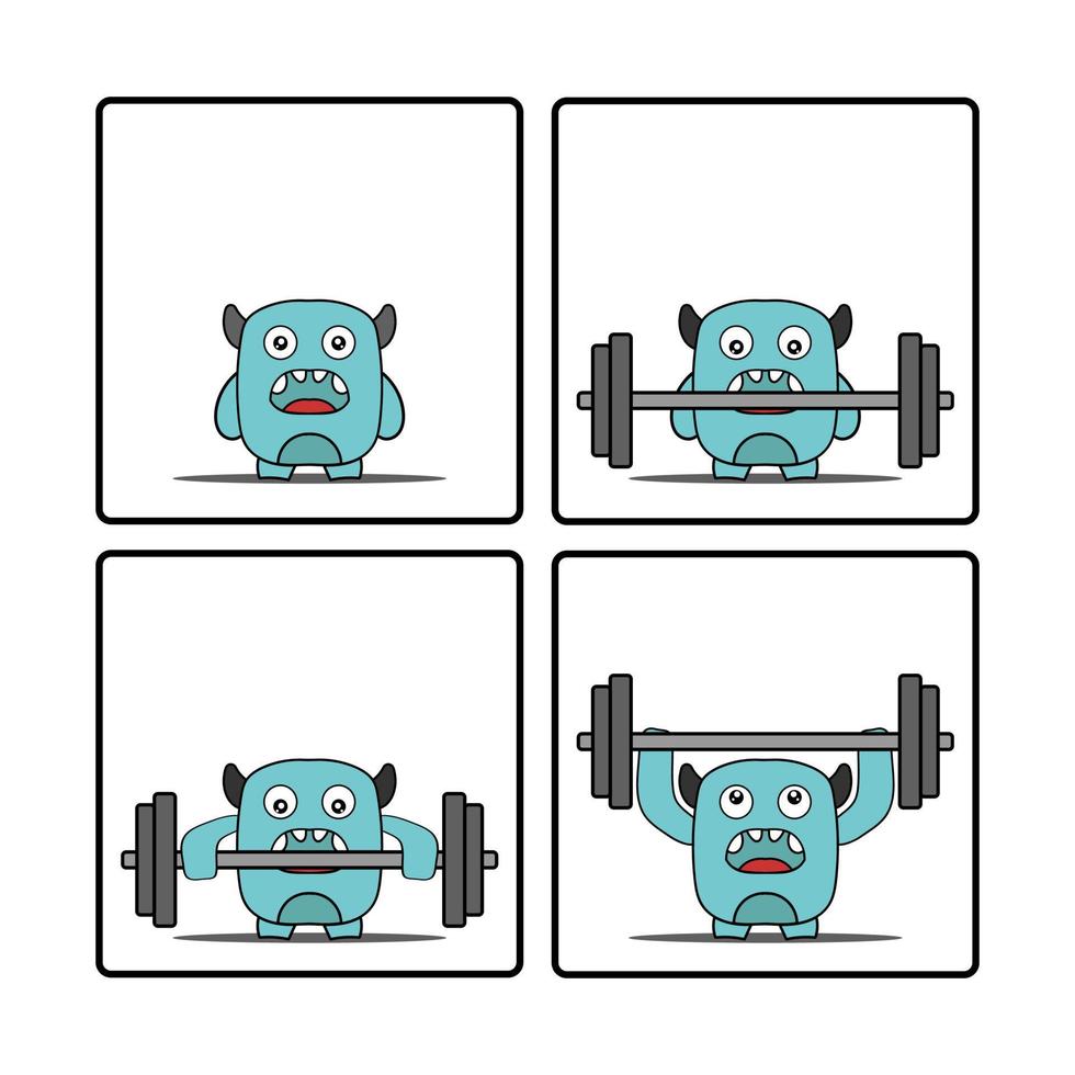 lindo monstruo gimnasio vector