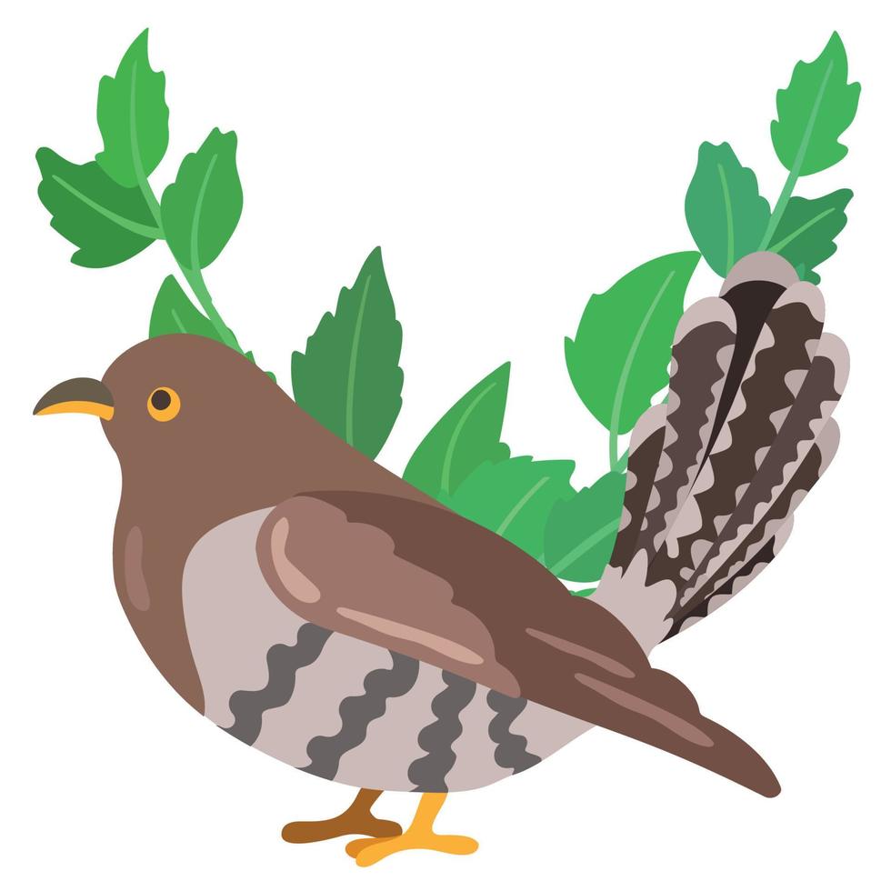 Cuckoo forest bird. Hand drawn vector illustration. Suitable for website, stickers, gift cards, kids products.