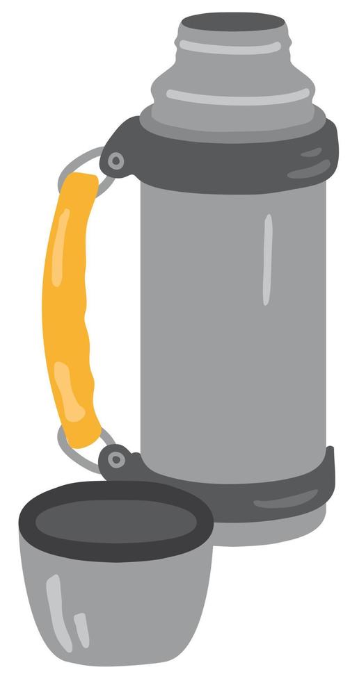 PTourist vacuum flask. Hiking equipment. Hand drawn vector illustration.