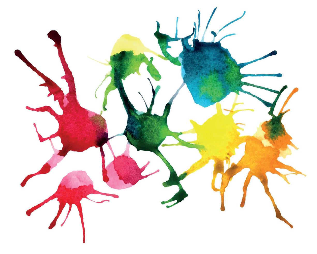 Acuarela abstracta salpicaduras multicolores de pincel. vector