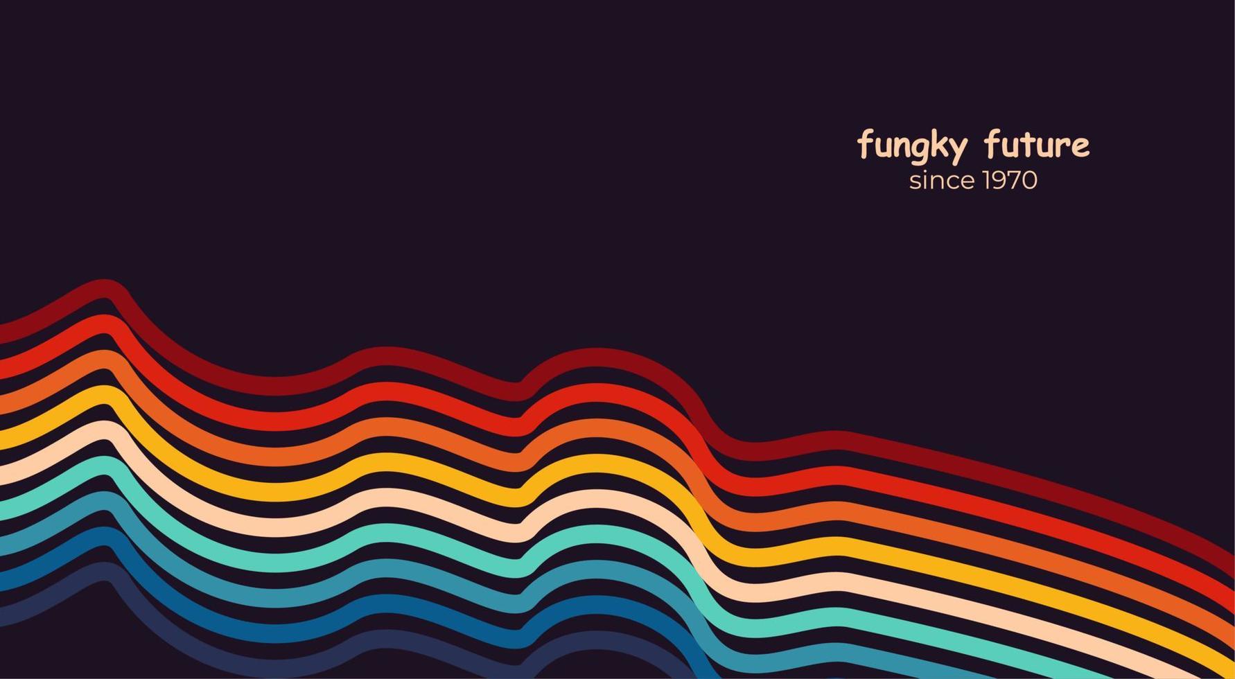 Abstract 1970's background design in futuristic retro style with colorful lines. Vector illustration.