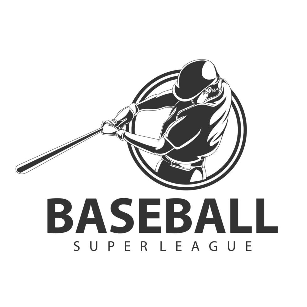 logotipo de ilustración vectorial de un jugador de béisbol golpeando la pelota. vector