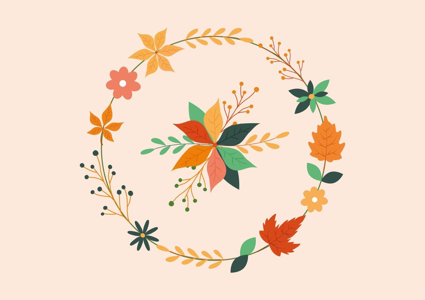 Autumn floral decoration in flat style vector