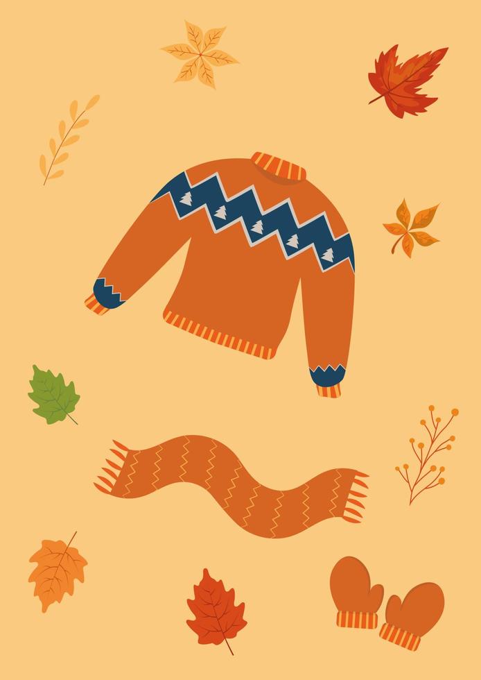 otoño acogedor estilo hygge vector de dibujos animados