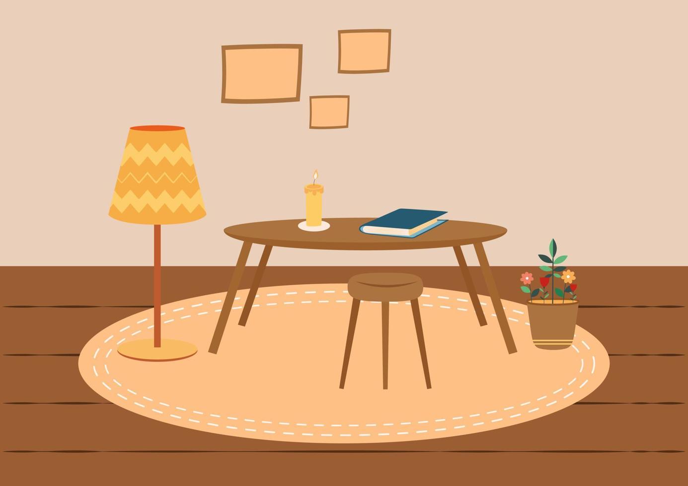 Hygge room decoration vector illustration