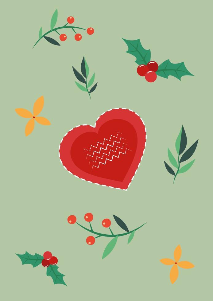 Cozy heart with floral decoration vector