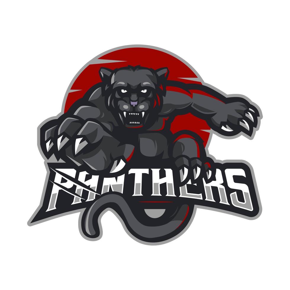 Panther esport logo isolated on white background. Black Panther rampage for team sport and gaming vector