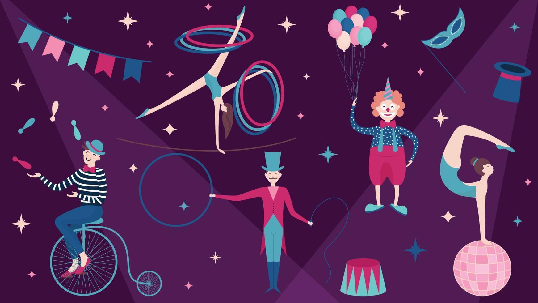 circus performers set vector