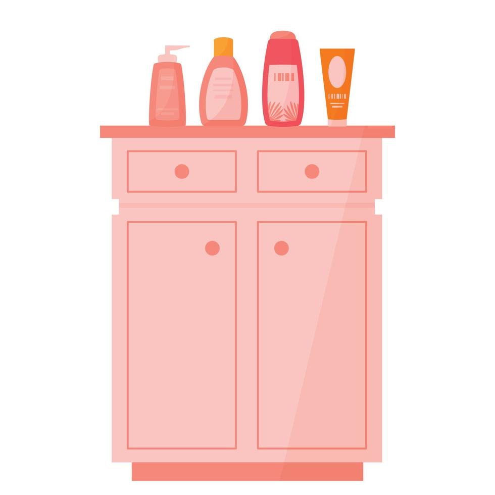 pink commode with cosmetics vector