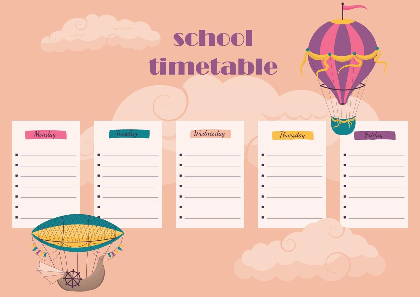 school timetable template vector