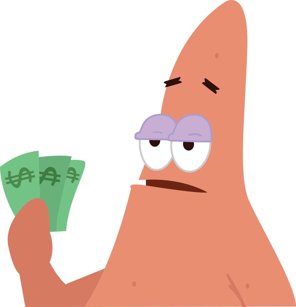 patrick tengo tres dolares meme icono vector