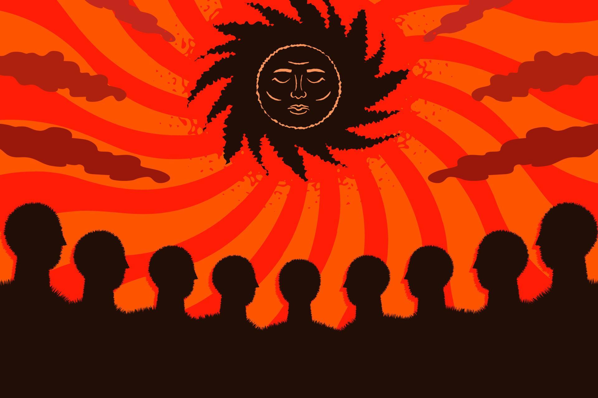 el sol negro y la multitud. un símbolo de la mentalidad y actitud