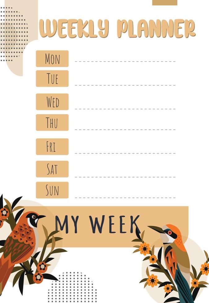 weekly planner a nice template vector