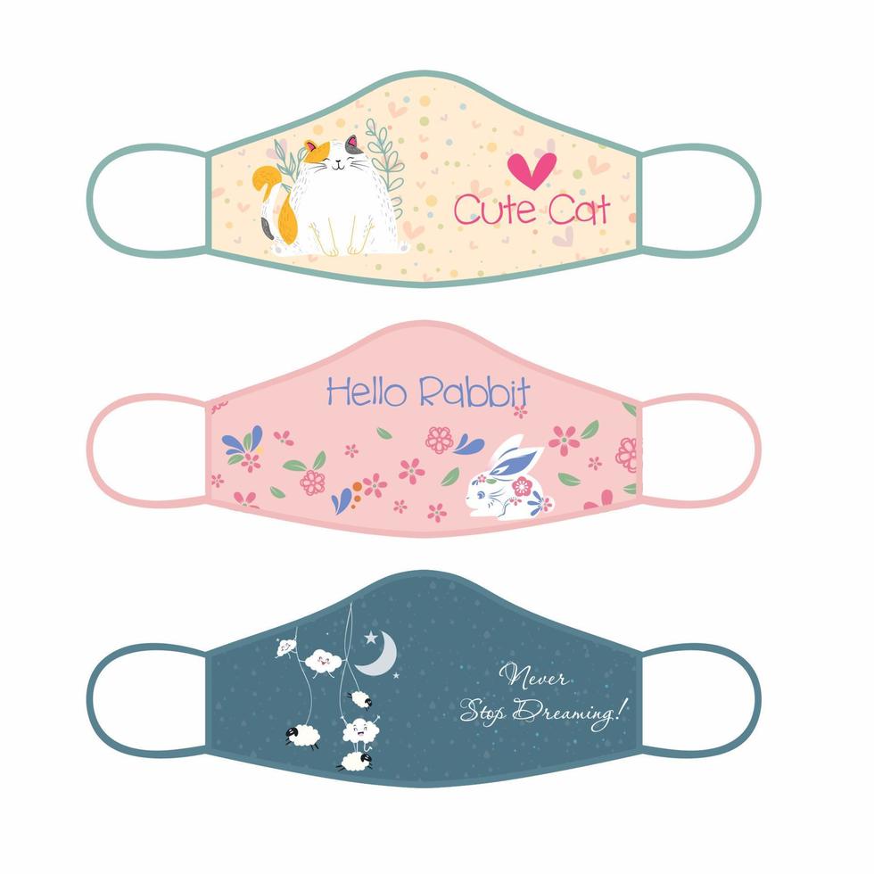 face mask Fabric design for print vector