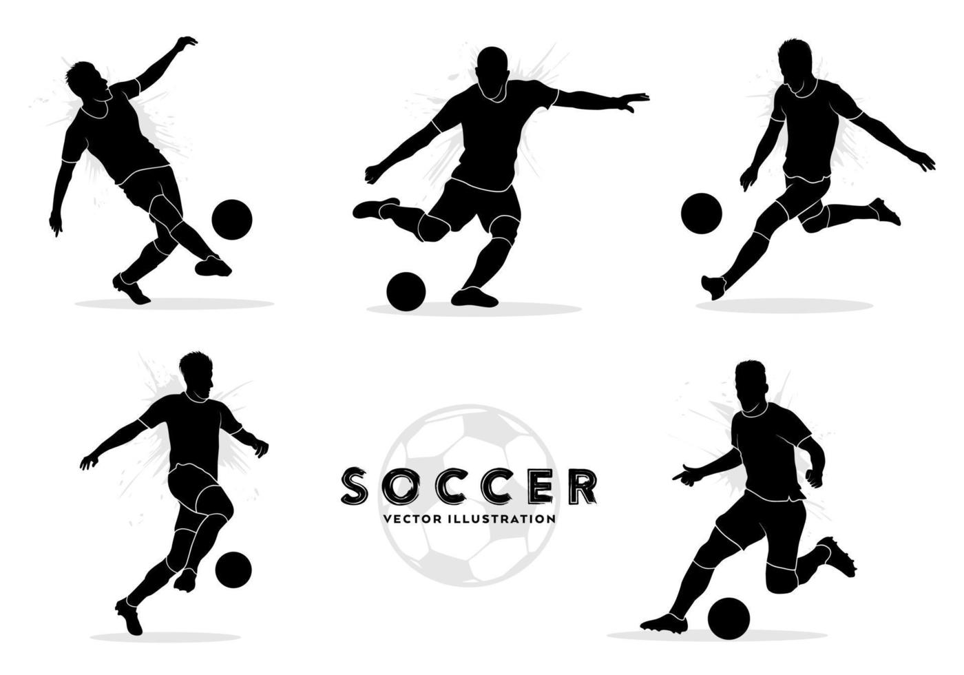 A set of male soccer player silhouettes. Vector illustration