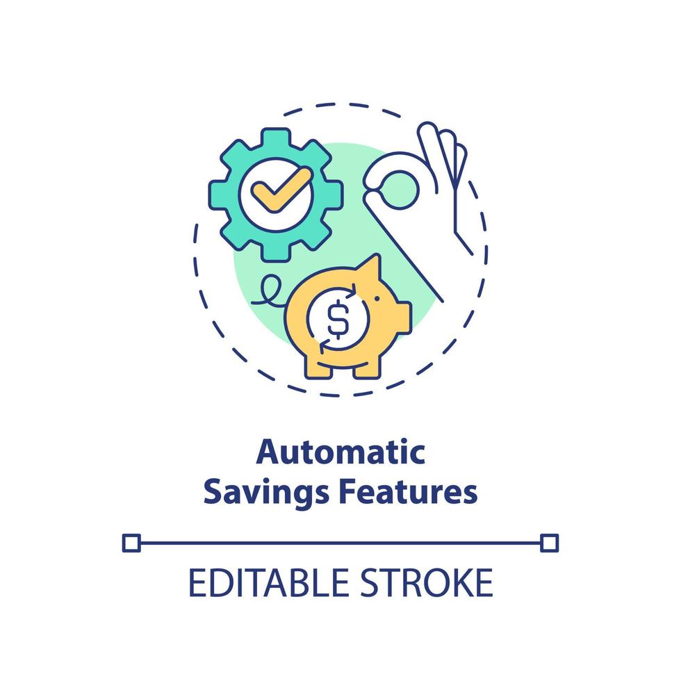 Automatic savings features concept icon. Regular withdrawing. Financial accounts type abstract idea thin line illustration. Isolated outline drawing. Editable stroke. vector