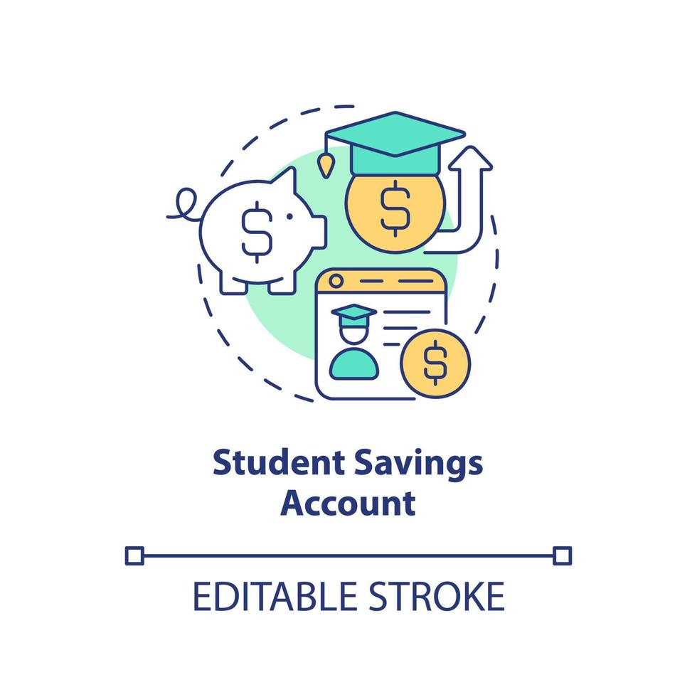 Student savings account concept icon. Money storage. Financial management abstract idea thin line illustration. Isolated outline drawing. Editable stroke. vector