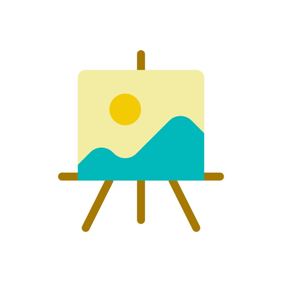 Easel stand for art class flat color ui icon. Painting course. Art reproductions exhibition. Simple filled element for mobile app. Colorful solid pictogram. Vector isolated RGB illustration