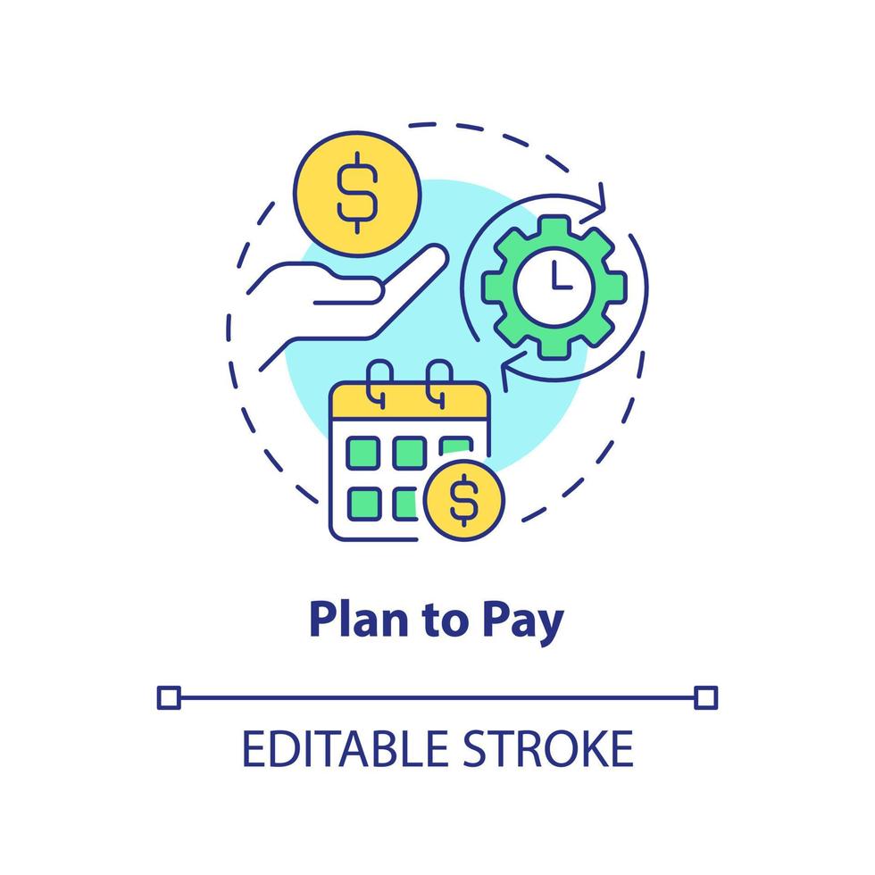 Plan to pay concept icon. Expenses management. Saving for college tip abstract idea thin line illustration. Isolated outline drawing. Editable stroke. vector