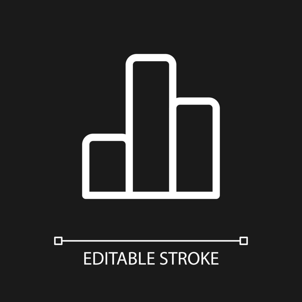 Column graph pixel perfect white linear ui icon for dark theme. Bar chart. Math lesson. Vector line pictogram. Isolated user interface symbol for night mode. Editable stroke.