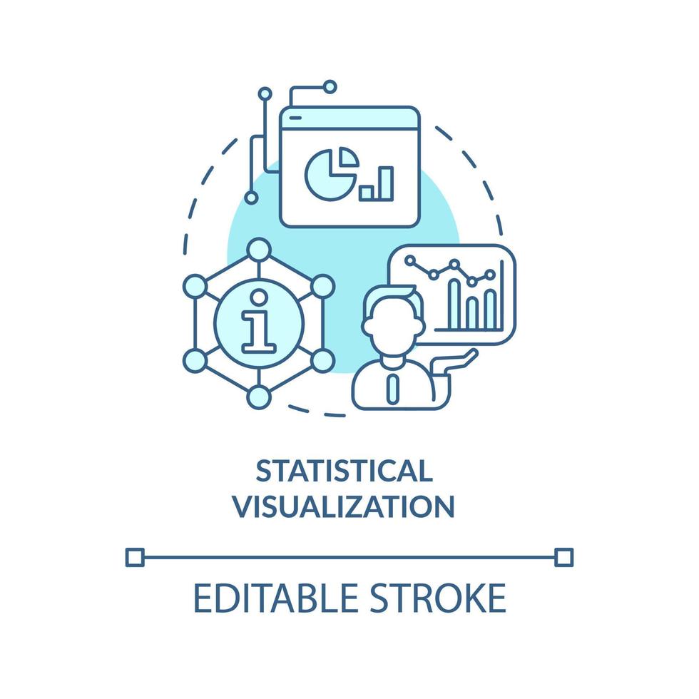 Statistical visualization turquoise concept icon. Data analyst skill abstract idea thin line illustration. Isolated outline drawing. Editable stroke. vector