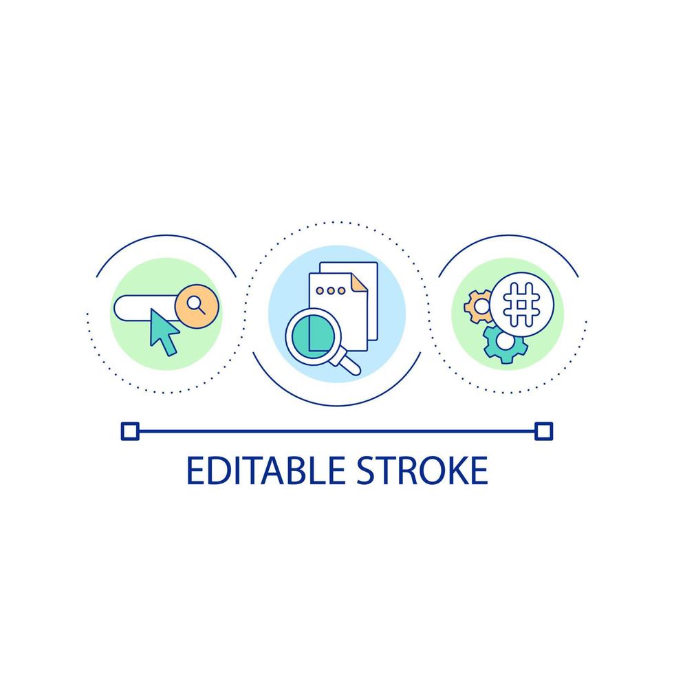 Search engine optimization loop concept icon. Web content abstract idea thin line illustration. SEO keywords. Internet marketing. Isolated outline drawing. Editable stroke. vector