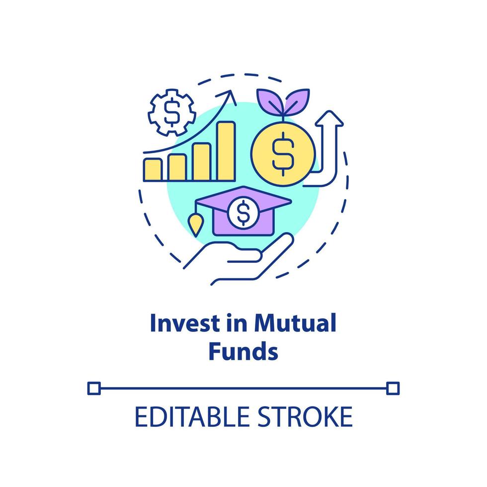Invest in mutual funds concept icon. Finance management. Way to save for college abstract idea thin line illustration. Isolated outline drawing. Editable stroke. vector
