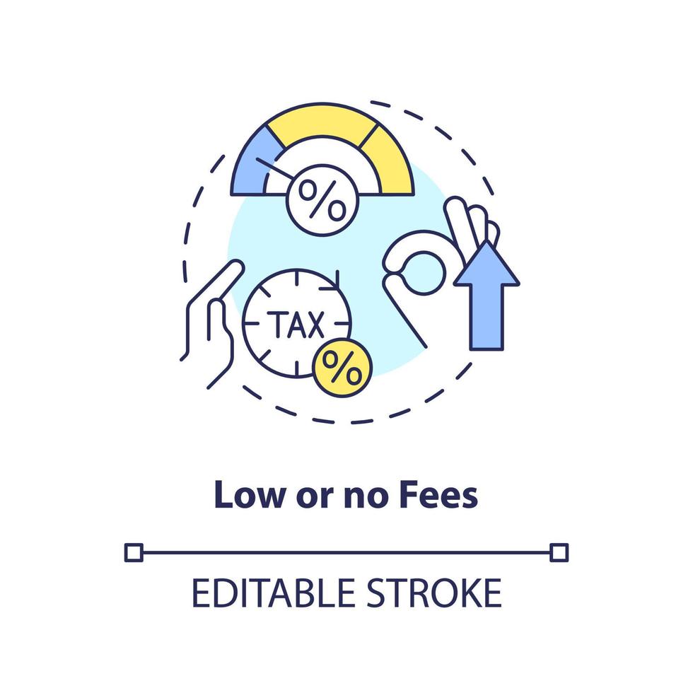 Low or no fees concept icon. Advantages of customer. Choose right bank abstract idea thin line illustration. Isolated outline drawing. Editable stroke. vector