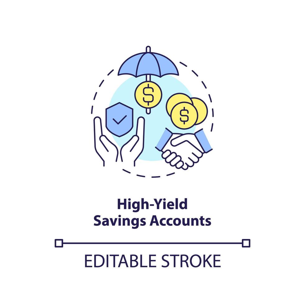 High yield savings accounts concept icon. Customer advantages. Banking service abstract idea thin line illustration. Isolated outline drawing. Editable stroke. vector