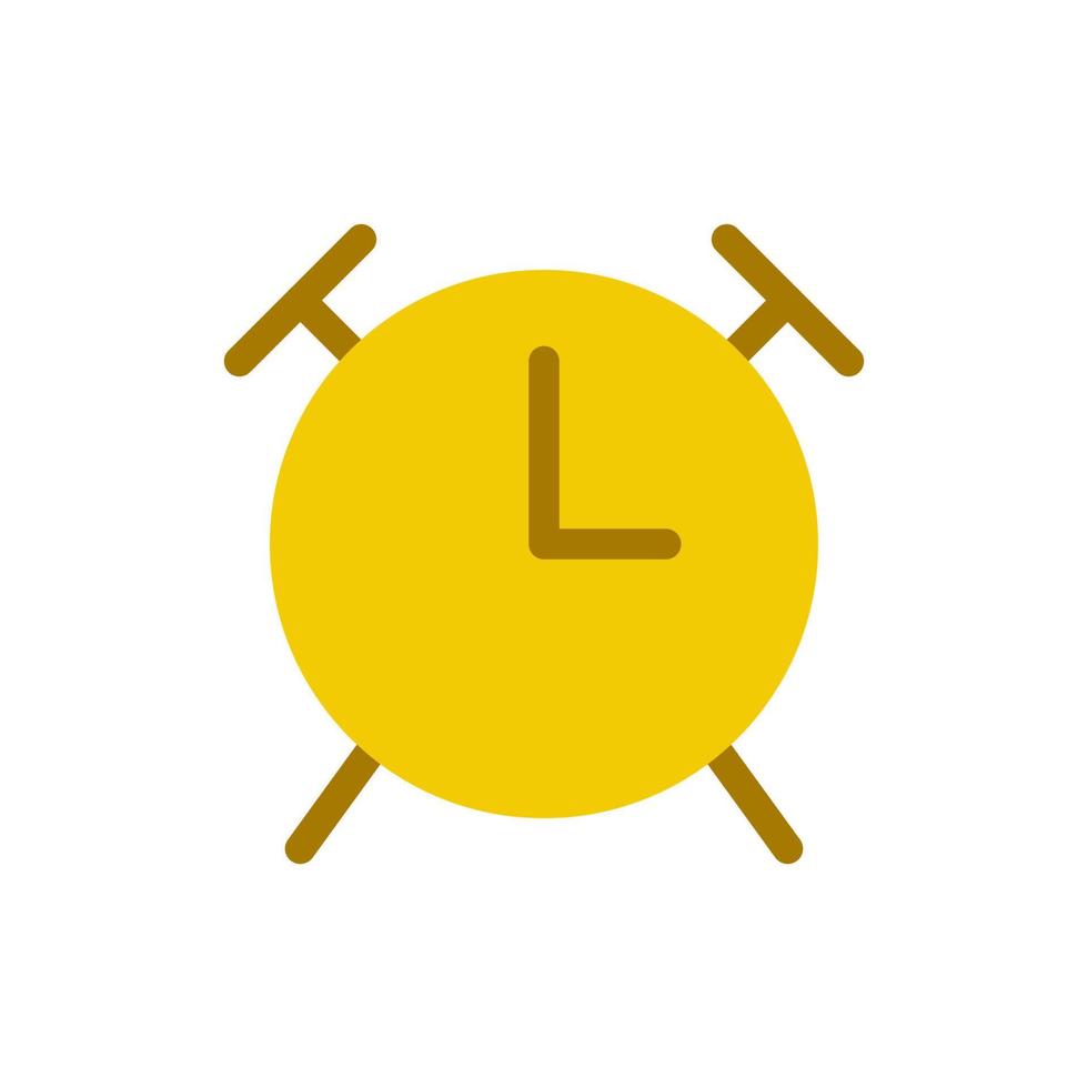 Alarm clock flat color ui icon. Wake up in morning routine. Boosting alertness. Warning device. Simple filled element for mobile app. Colorful solid pictogram. Vector isolated RGB illustration