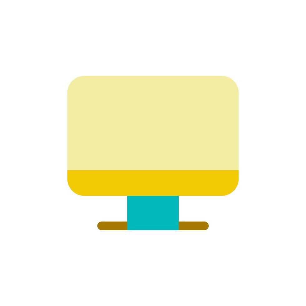 Computer monitor flat color ui icon. Electronic equipment. Hardware device. Distance education. Simple filled element for mobile app. Colorful solid pictogram. Vector isolated RGB illustration
