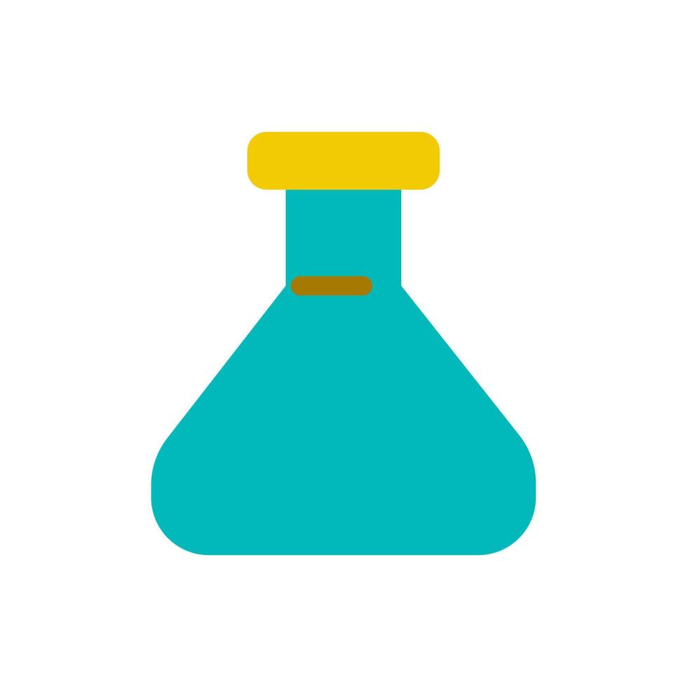 Erlenmeyer flask flat color ui icon. Chemistry glassware. Lab equipment. Collecting chemicals. Simple filled element for mobile app. Colorful solid pictogram. Vector isolated RGB illustration