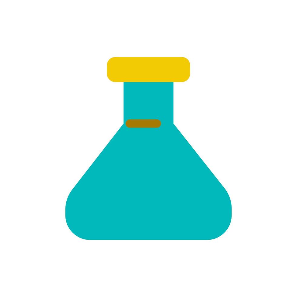 matraz erlenmeyer icono de interfaz de usuario de color plano. cristalería de química. equipo de laboratorio. recolección de productos químicos. elemento relleno simple para aplicación móvil. pictograma sólido colorido. ilustración vectorial aislada rgb vector