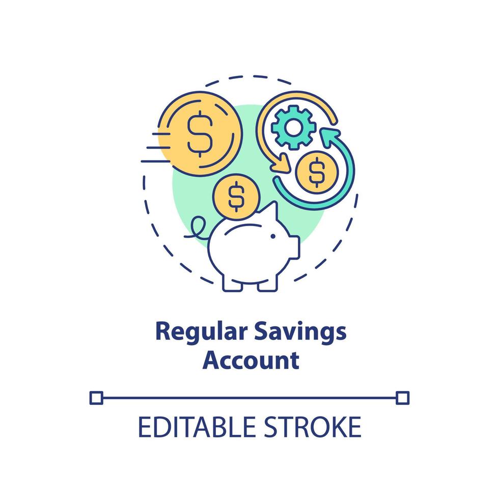 Regular savings account concept icon. Deposit program. Banking plan type abstract idea thin line illustration. Isolated outline drawing. Editable stroke. vector